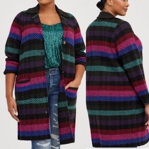 NWOT Torrid size 0X striped sweater coat